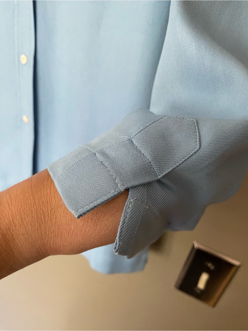 RALPH LAUREN Vintage 100% Silk Blue Button-Front Shirt 3/4 Sleeve Size SP - Picture 6 of 7